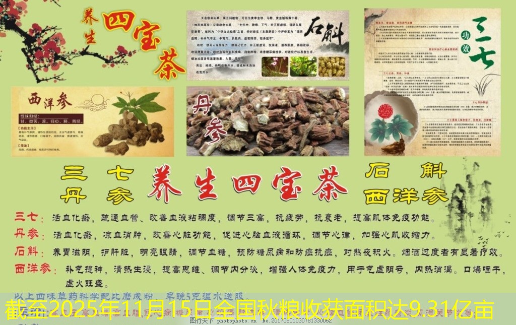 截至2025年11月15日全国秋粮收获面积达9.31亿亩